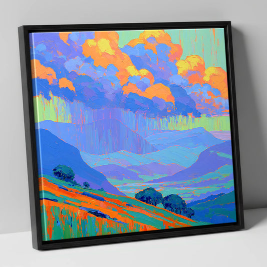 Vibrant Storm Clouds Over Fells lake district sky canvas wall art in black frame