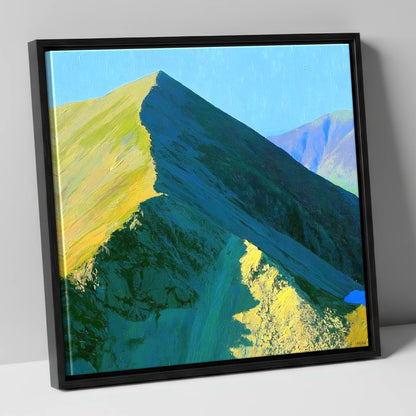 Sunlit Ridge of Catstye Cam lake district fell canvas wall art in black frame