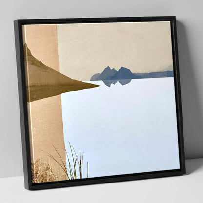 Slate Blue Loweswater Reflections lake district lake canvas wall art in black frame