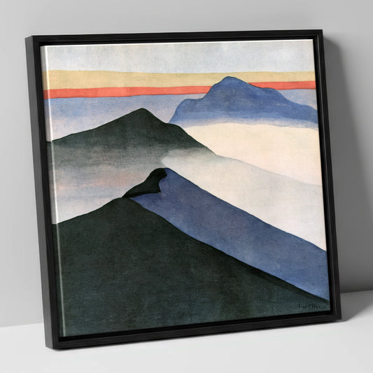 Mountain Ridge Under Terracotta Sky lake district fell canvas wall art in black frame