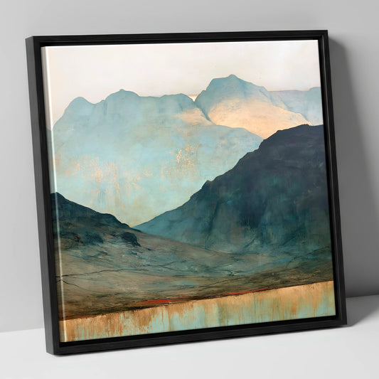 Langdale Pikes in Golden Light lake district fell canvas wall art in black frame