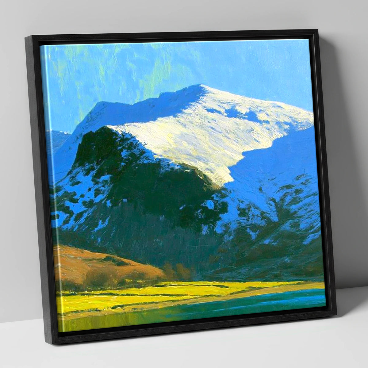 Winter Sunlight on Watson's Dodd lake district fell canvas wall art in black frame