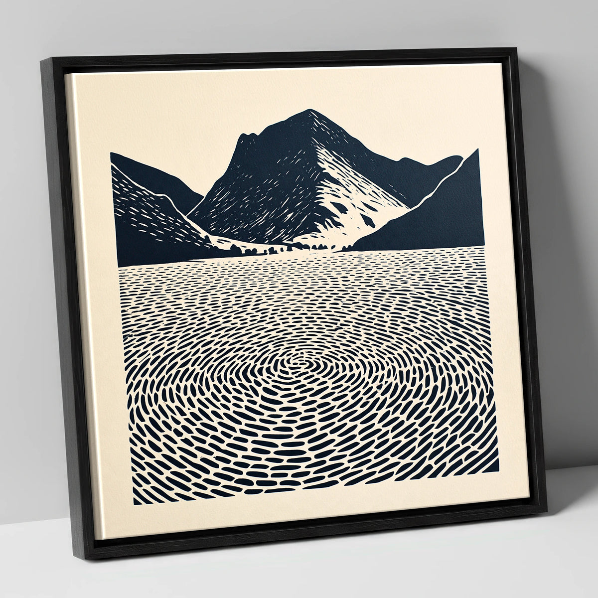 Swirling Water at Buttermere lake district lake canvas wall art in black frame
