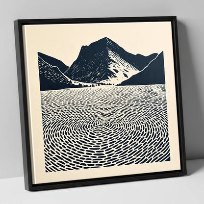 Swirling Water at Buttermere lake district lake canvas wall art in black frame