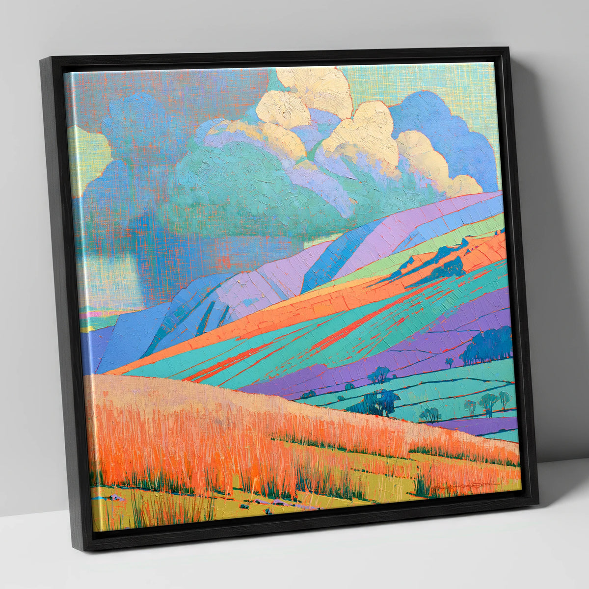 Storm Clouds Over Vivid Fells lake district sky canvas wall art in black frame