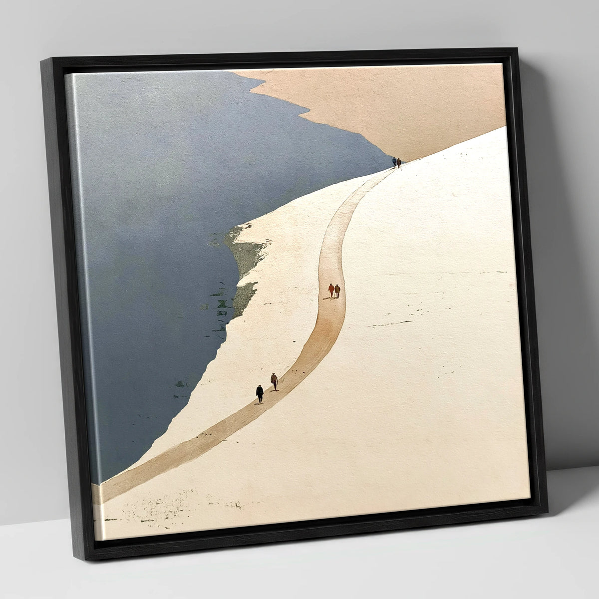 Fell Walkers on the High Ridge Path lake district walking canvas wall art in black frame