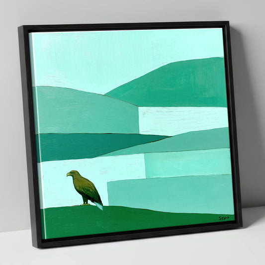 Golden Eagle Over Teal Fells lake district wildlife canvas wall art in black frame