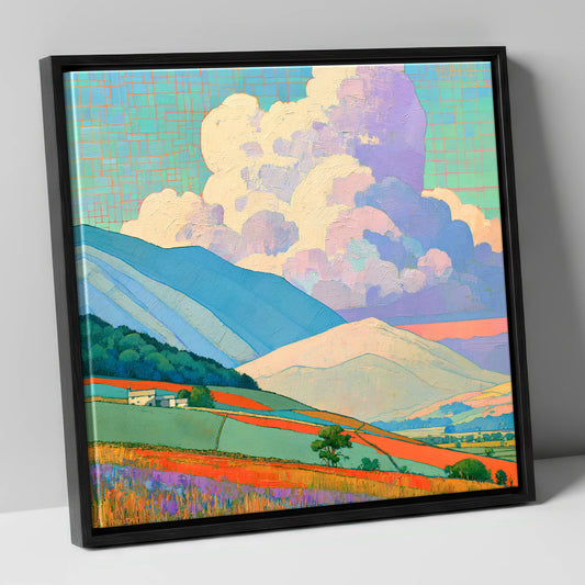 Vibrant Storm Clouds Over Fells lake district sky canvas wall art in black frame