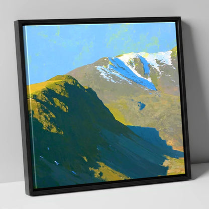Winter Sun on Slight Side lake district fell canvas wall art in black frame