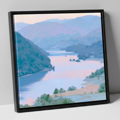 Winding Ullswater at Dawn lake district lake canvas wall art in black frame