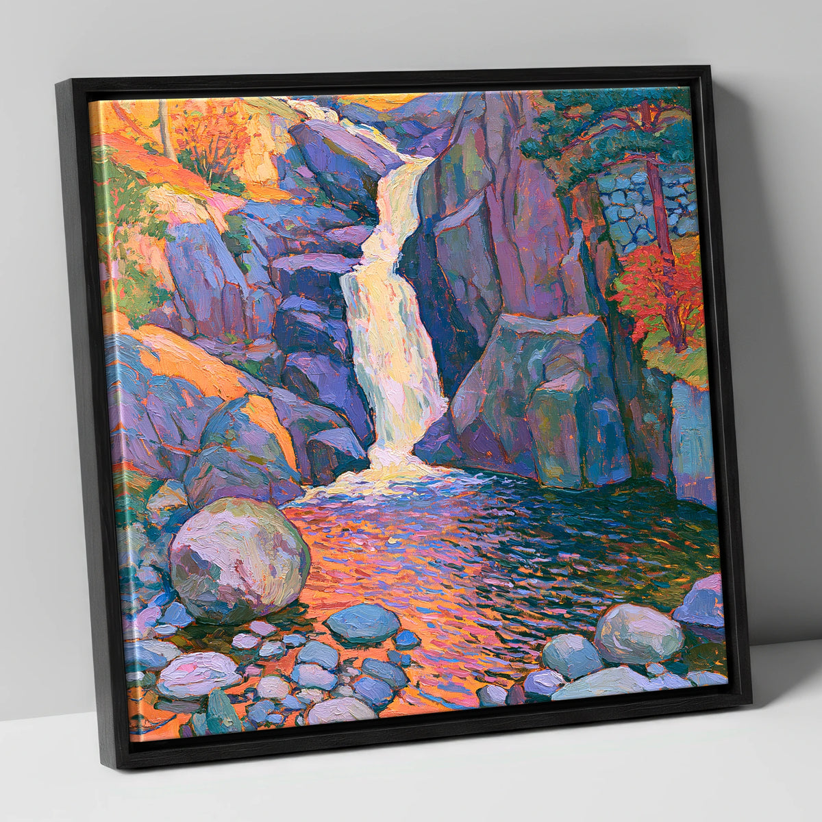 Luminous Lake District Waterfall lake district waterfall canvas wall art in black frame