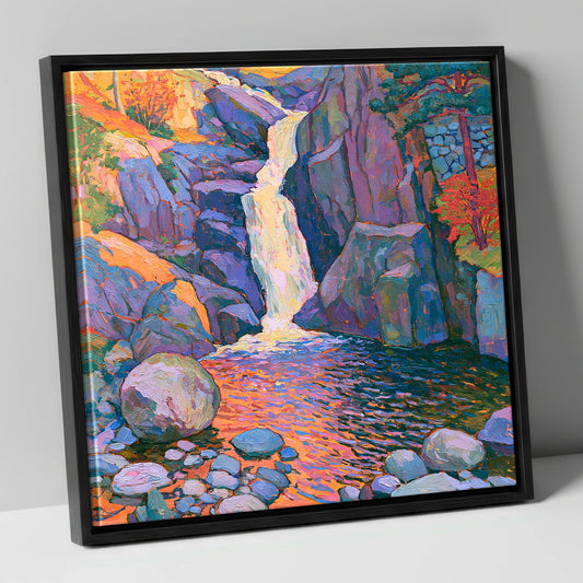 Luminous Lake District Waterfall lake district waterfall canvas wall art in black frame