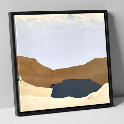 Easedale Tarn in Earth Tones lake district lake canvas wall art in black frame