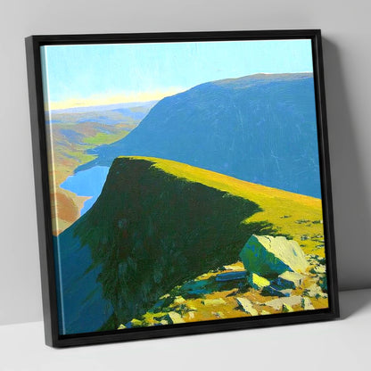 Sunlit Ridge on Kidsty Pike lake district fell canvas wall art in black frame