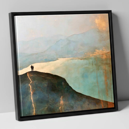 Catbells Ridge in Golden Light lake district fell canvas wall art in black frame