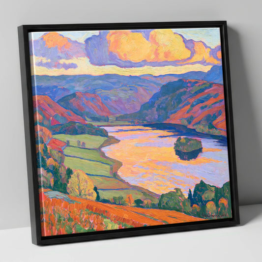 Rydal Water Under Vivid Skies lake district lake canvas wall art in black frame
