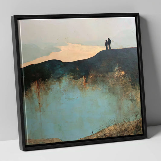 Catbells Ridge Over Golden Water lake district fell canvas wall art in black frame