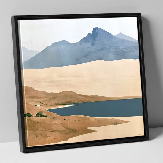Blue Mountain Peaks across the Lake lake district lake canvas wall art in black frame