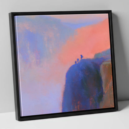 Climbers on an Indigo Crag lake district walking canvas wall art in black frame