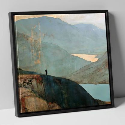 Walker Above Innominate Tarn lake district fell canvas wall art in black frame
