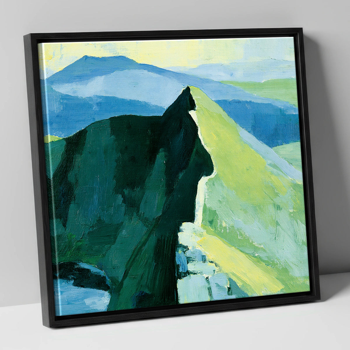 Bold Shadows on Striding Edge lake district walking canvas wall art in black frame