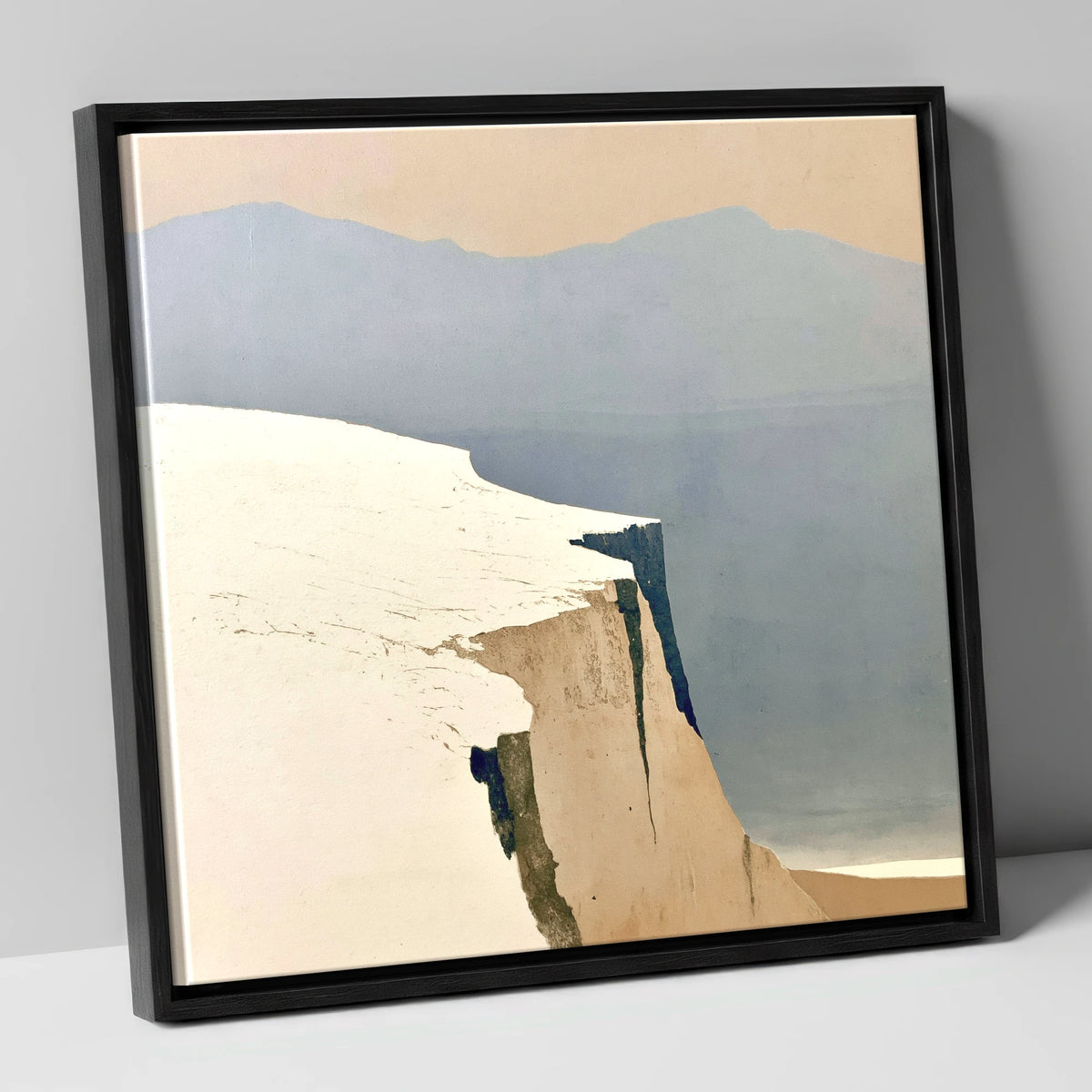 Snowy Fell Edge and Distant Peaks lake district fell canvas wall art in black frame