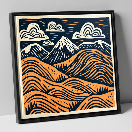 Terracotta Fells Summit View lake district fell canvas wall art in black frame