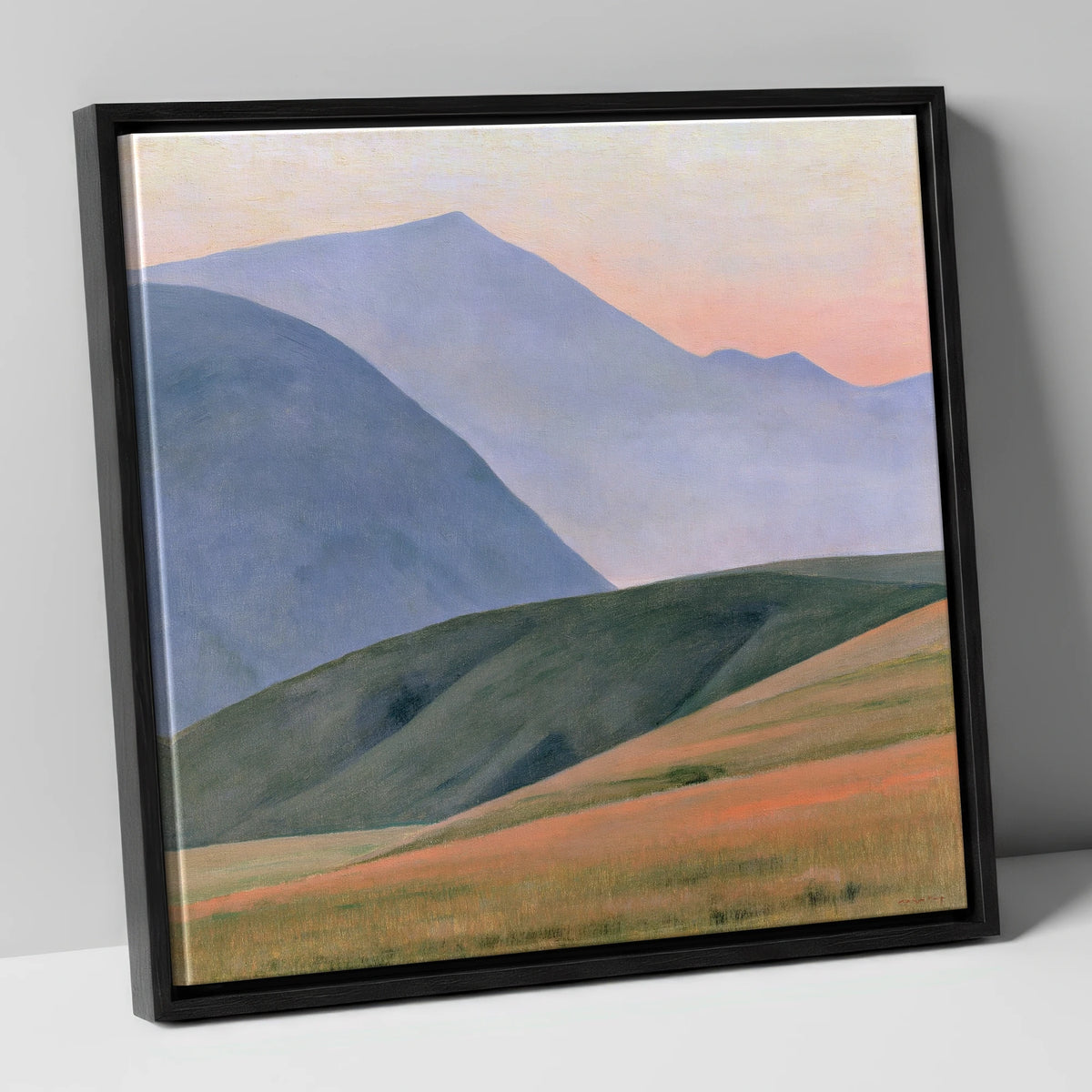 Rolling Fells in Pastel Light lake district fell canvas wall art in black frame