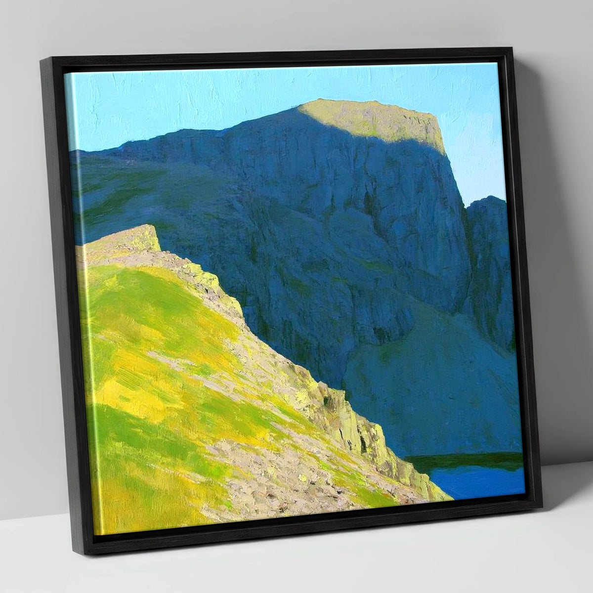 Sunlit Ridge Below Pillar Crags lake district fell canvas wall art in black frame