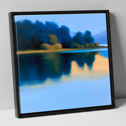 Deep Blue Lake Reflections lake district lake canvas wall art in black frame