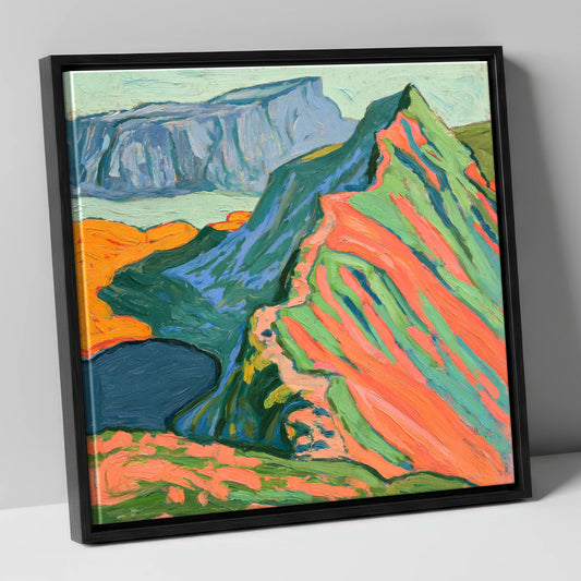 Striding Edge In Neon Hues lake district walking canvas wall art in black frame