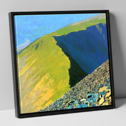 Long Side Ridge in Sunlight lake district fell canvas wall art in black frame