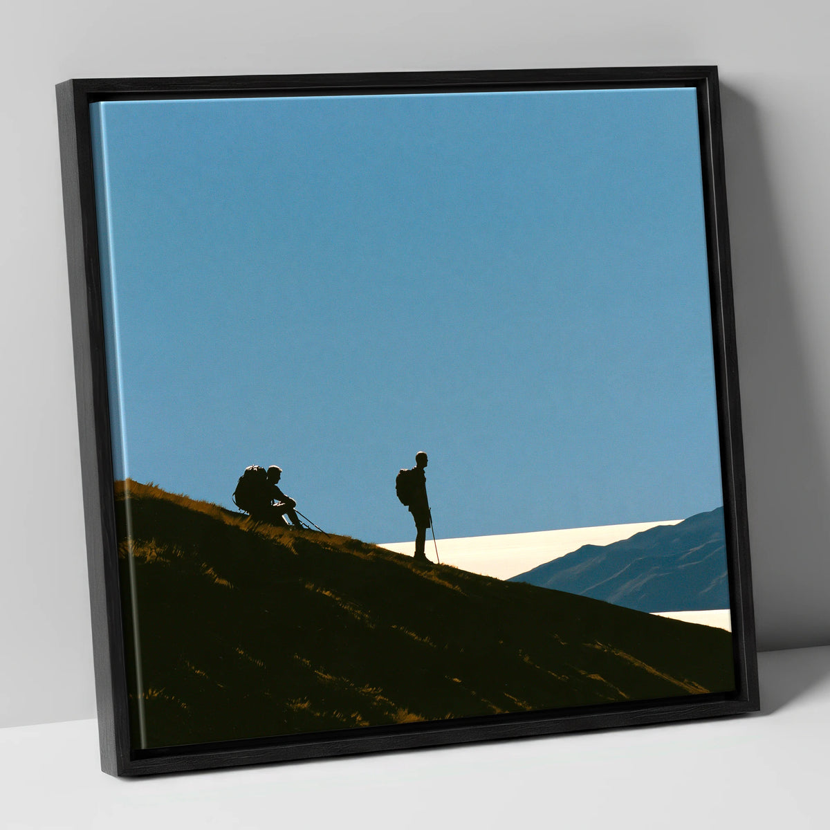 Catbells Walkers Against Vast Sky lake district fell canvas wall art in black frame