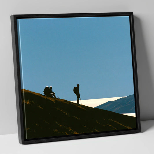 Catbells Walkers Against Vast Sky lake district fell canvas wall art in black frame