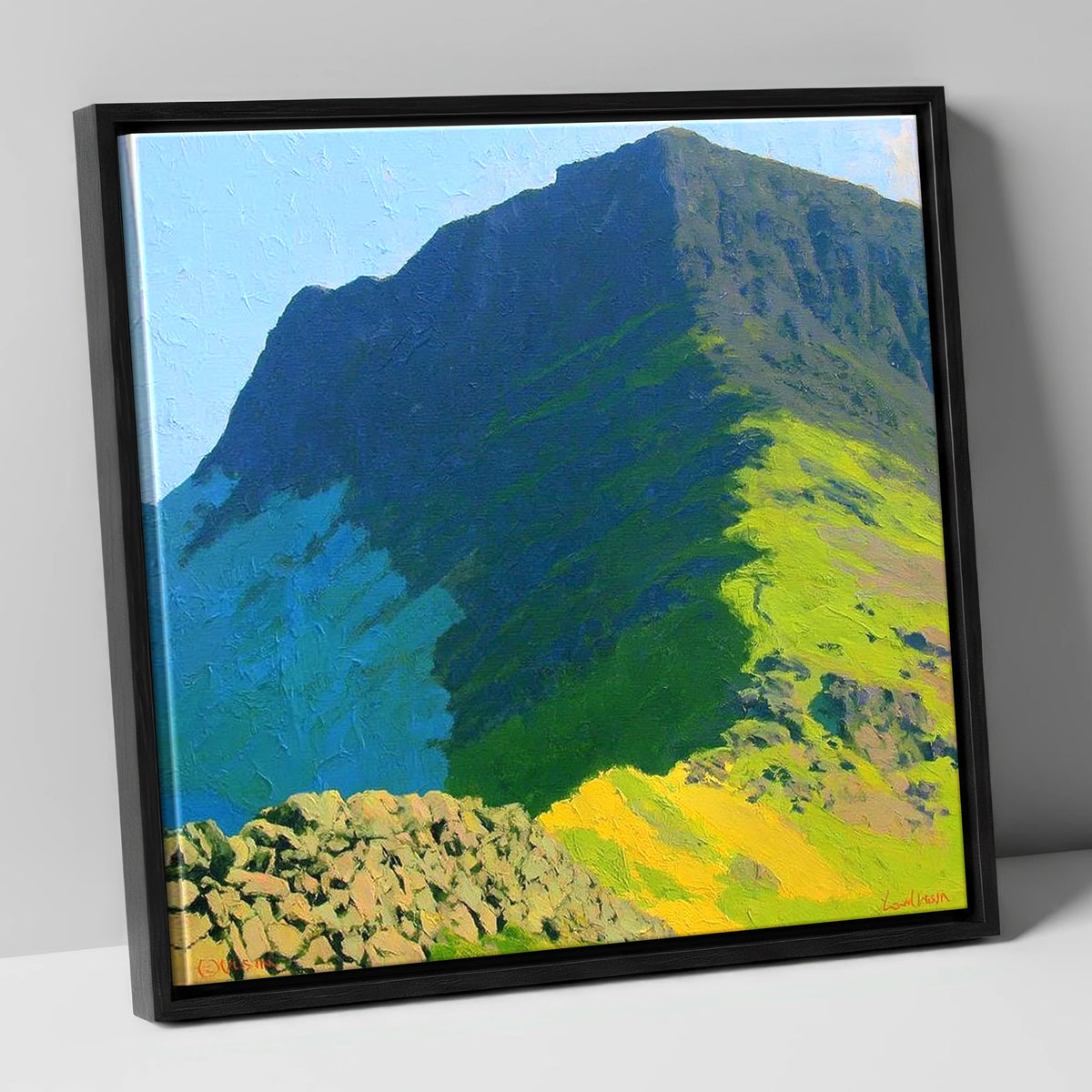 Blue Shadows on Haystacks Ridge lake district fell canvas wall art in black frame