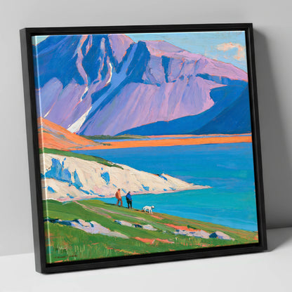 Vivid Wast Water Dog Walk gifts for dog walkers canvas wall art in black frame
