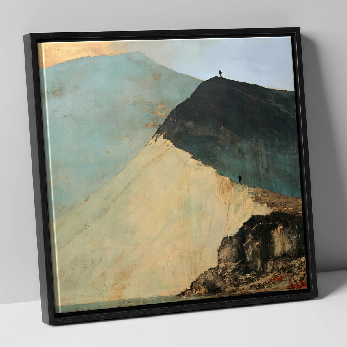Striding Edge in Slate and Gold lake district walking canvas wall art in black frame