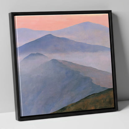Misty Mountain Ridge in Pastel Light lake district fell canvas wall art in black frame
