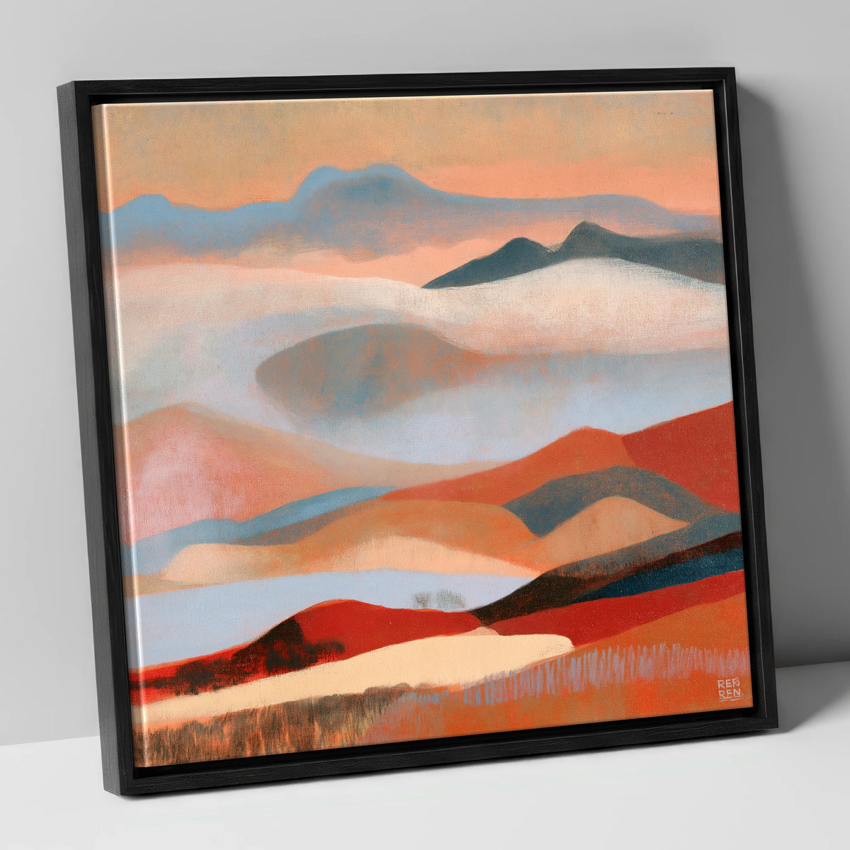 Rolling Terracotta Fells Under Cloud lake district fell canvas wall art in black frame