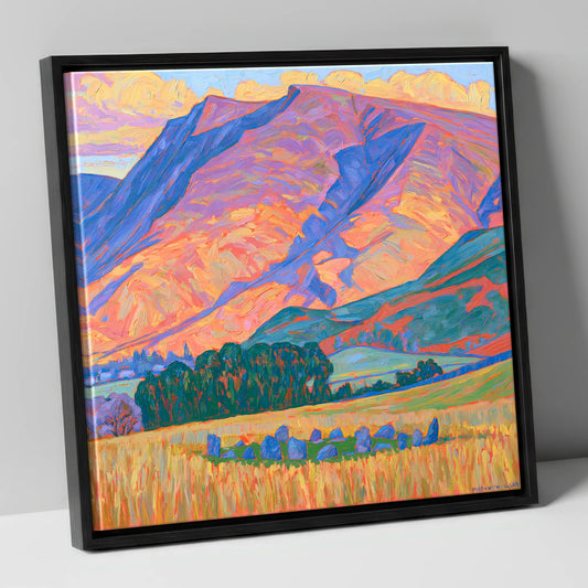Vibrant Blencathra and Standing Stones lake district fell canvas wall art in black frame