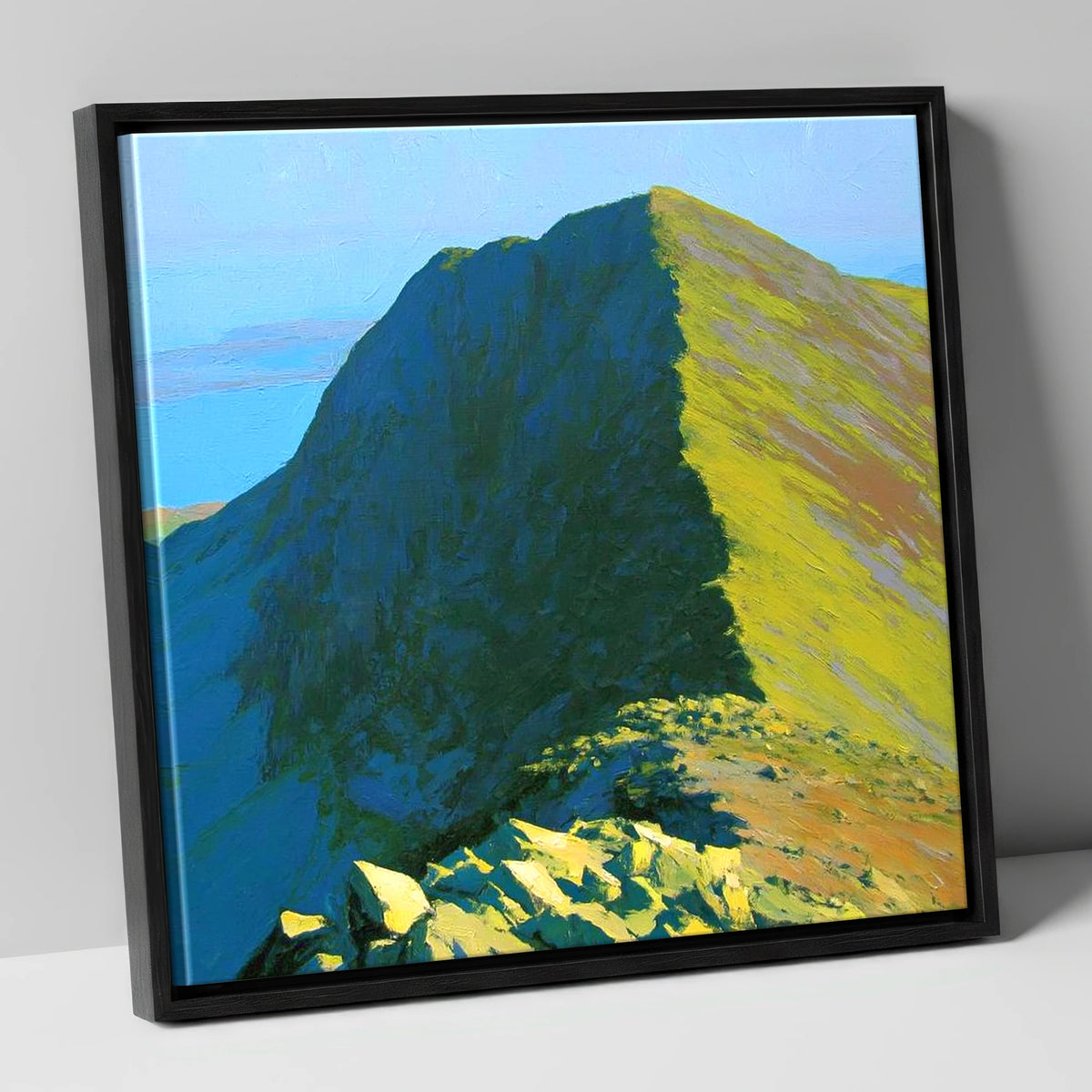 Sunlit Red Pike Summit Ridge lake district fell canvas wall art in black frame
