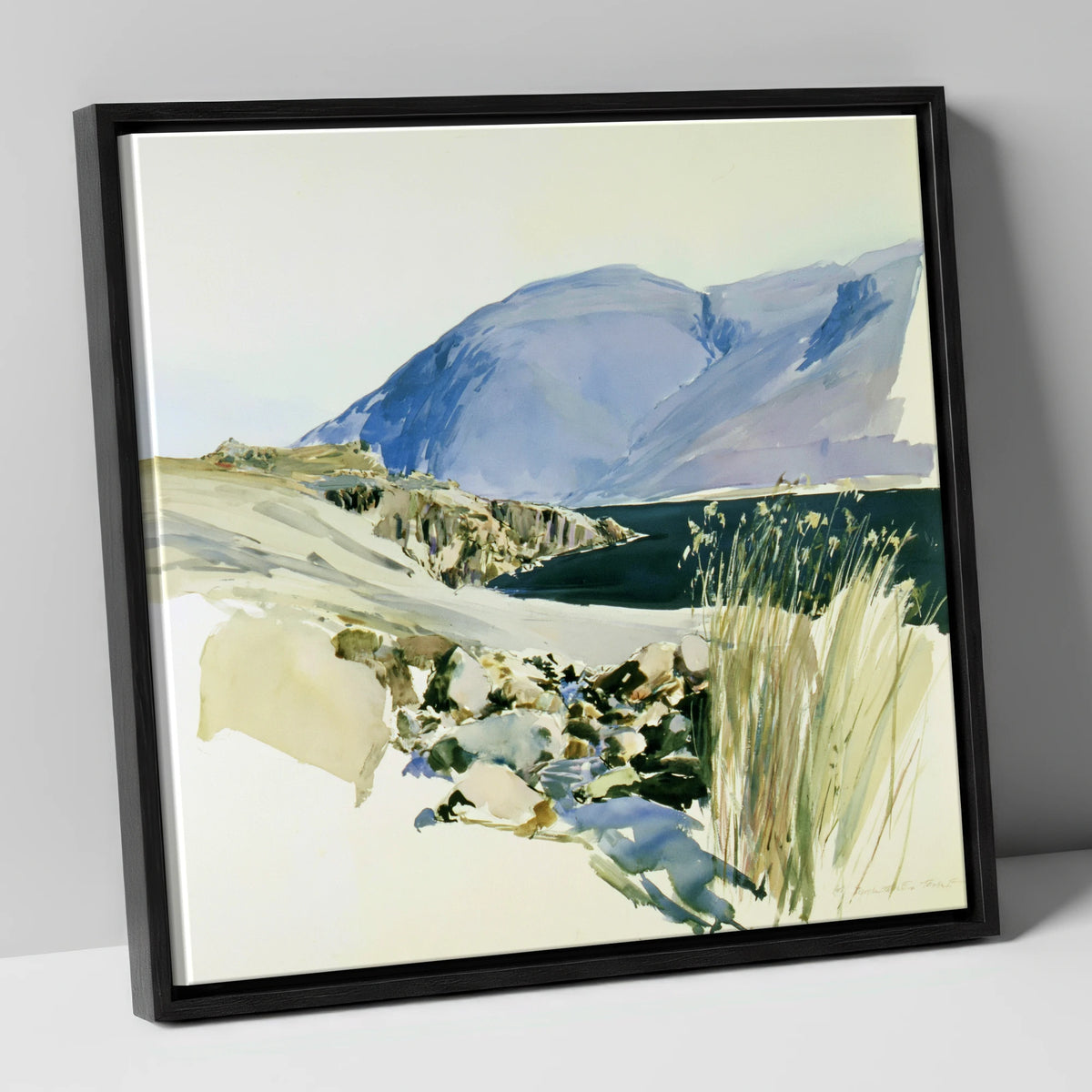 Styhead Tarn and Blue Fells lake district fell canvas wall art in black frame
