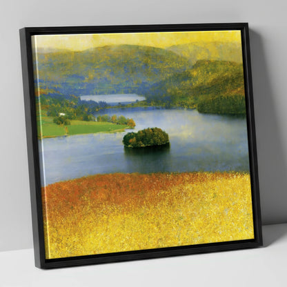 Luminous Grasmere From The Fells lake district lake canvas wall art in black frame