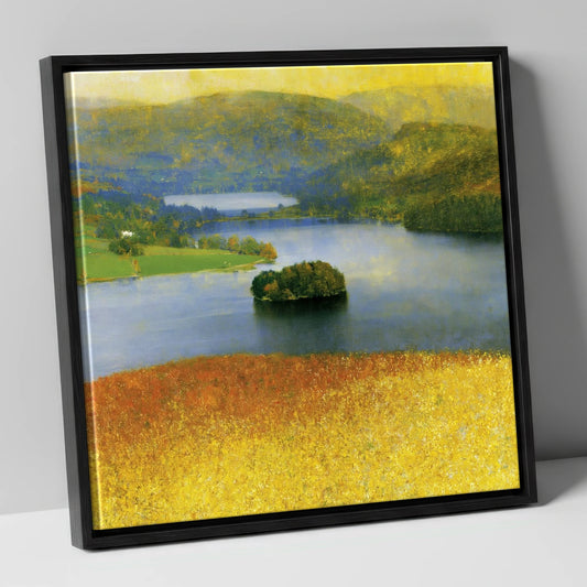 Luminous Grasmere From The Fells lake district lake canvas wall art in black frame