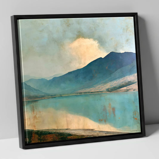 Cloud Break Over Crummock Water lake district lake canvas wall art in black frame