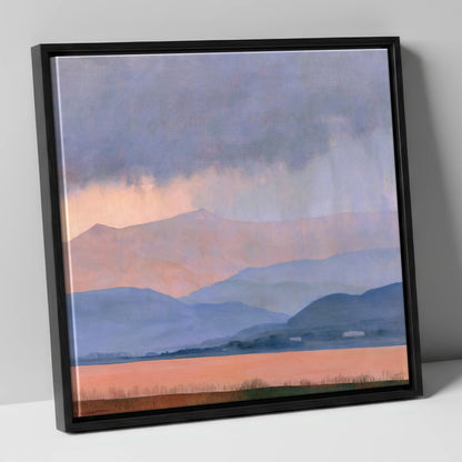 Lavender Fells Beneath Storm Clouds lake district sky canvas wall art in black frame