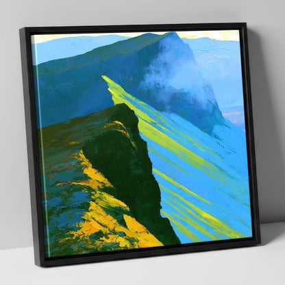 High Fell Ridge in Luminous Yellow lake district fell canvas wall art in black frame