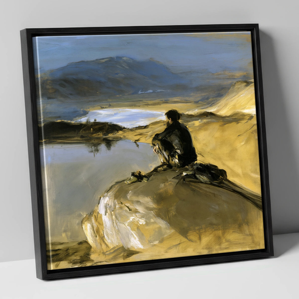 Innominate Tarn Walker in Shadow lake district fell canvas wall art in black frame