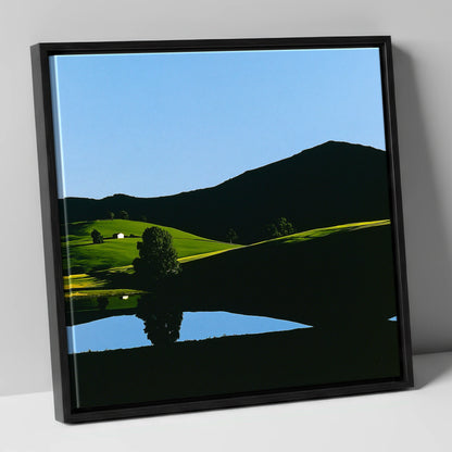 Sunlit Fells and Shadowed Peak lake district sky canvas wall art in black frame