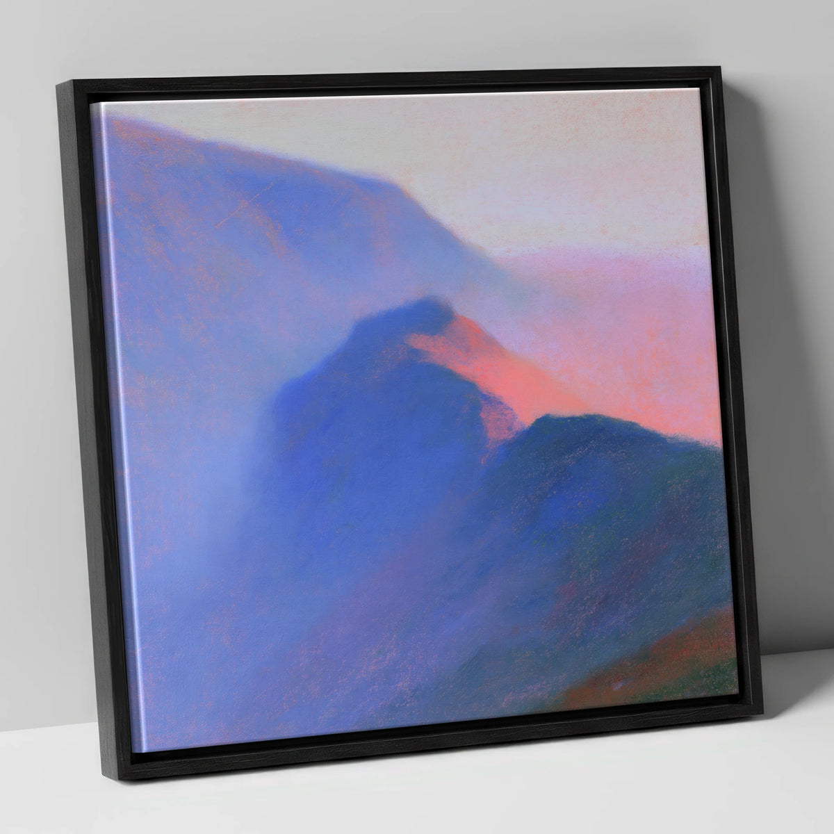 Pink Twilight on Misty Ridge lake district fell canvas wall art in black frame